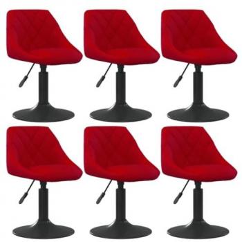 VidaXL Esszimmerstuhl Set 6 Stk. Drehbar Weinrot Samt