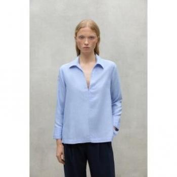 Ecoalf Camicia Vega Maniche Lunghe Collo a V Blu Cielo M