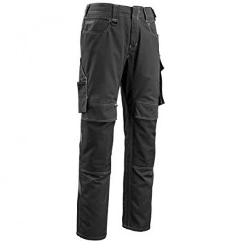 Mascot Mannheim Lightweight Black Work Trousers with CORDURA Kneepad Pockets, Size 76C46