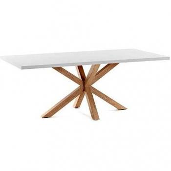 Mélange Blanc – Table d’appoint Arya 180 cm × 100 cm avec pieds en bois