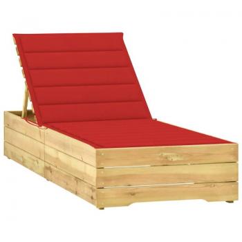 Siège lounge extérieur bois de pin rouge, coussin intégré