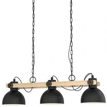 EGLO Legno 3 Luci Nera Lubenham Lampada a Sospensione