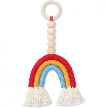 Colorful Wooden Teething Ring with Tassels