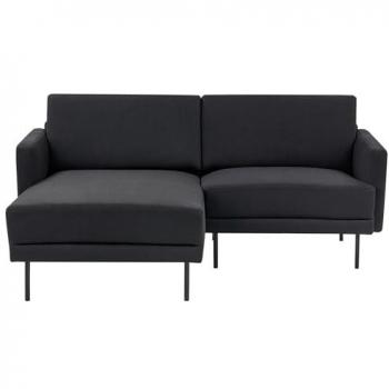 Contemporary Black Fabric Right-Hand Corner Sofa Couch