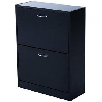 Schuhablage HOMCOM 60 L, 24 B, 80 H – 2 Klapptür-Schwarz