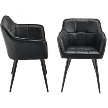 Par de sillas de comedor Birmingham, estilo clásico, con reposabrazos, 81x57x53 cm, negro