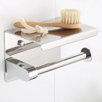 304 Stainless Steel Toilet Paper Holder with Mobile Device Shelf