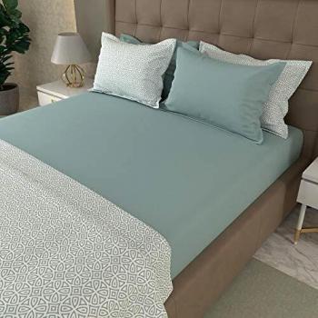 TRIDENT Peached Percale Double Sheet Set (Soho Aqua)