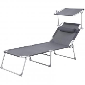 SONGMICS Transat pliable réglable, charge 250 kg, gris fumé