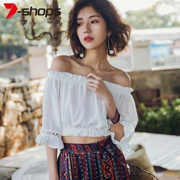Three-Quarter Sleeve White Gypsy Top