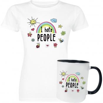 Vitt “I Hate People” T-shirt i damstorlek 3XL – Sprüche gåvo-Set