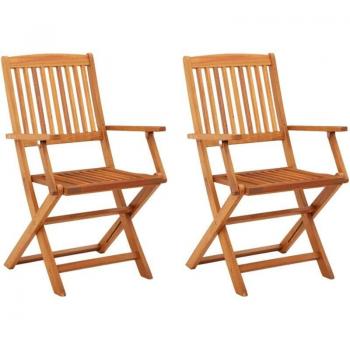 Sillas 2x Madera Maciza Plegables EcoJardín