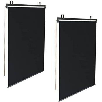 Pack de 2 estores enrollables negros L.124 x a. 225 cm para pérgola