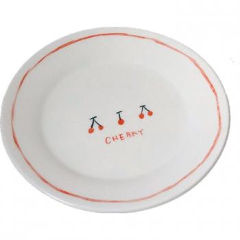 Kawaii Cherry Print Round Dessert Dishes
