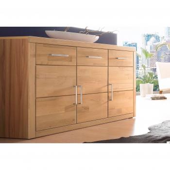 Topseller Sideboard „Logo“ von HOME AFFAIRE – 130 cm Breite, beige Kernbuche Teilmassiv