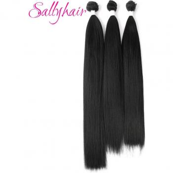 Sallyhair – mèches synthétiques Yaki lisse noir, 26 pouces, lot de 3