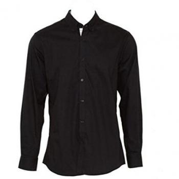 Contrast Edge Men’s Long Sleeve Oxford Shirt – Black/Silver