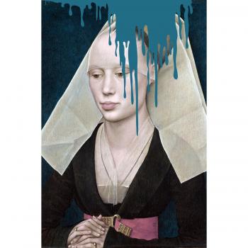 Acrylglasbild QUEENCE Nonne 100cm x 150cm, blau