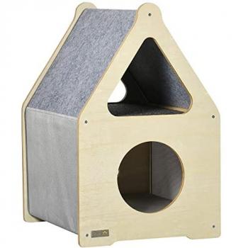 Maison pour chat design scandinave 2 niveaux avec coussins amovibles