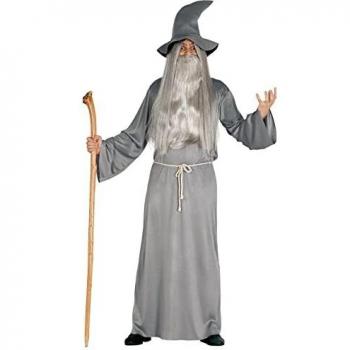 Costume da Mago Grigio con Tunique e Cappello a Punta