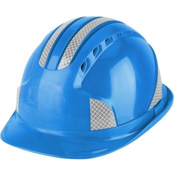 Casque de travailleur chantier ABS, capuchon ventilé et bande lumineuse