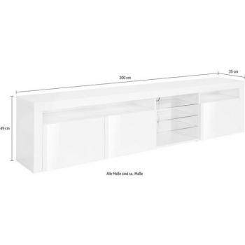 Lowboard Santa Fe (200 cm) – BORCHARDT MÖBEL – mattes Schwarz mit Perlstruktur