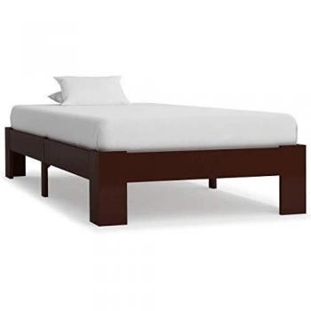 Pine Wood No Mattress Bed Frame (Dark Brown, Size: 90x200 cm)