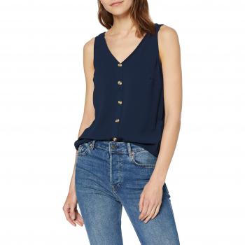 Vero Moda Vmsasha Top S/l Boutons Noos Femme, Bleu Navy Blazer, 42