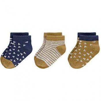 LÄSSIG Bio-Baumwolle Sneaker Socken 3er Set Curry Blau