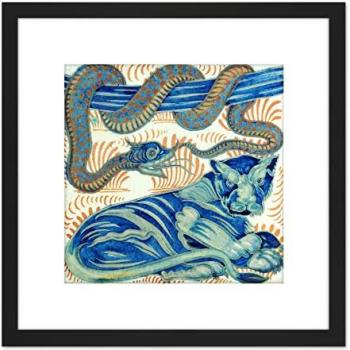 Artery8 Black Edition: De Morgan’s Serpent Cat – 8x8 Wood Frame