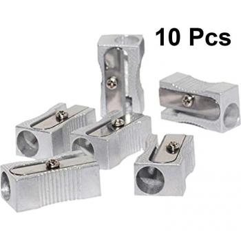 Aluminium Bleistiftspitzer, 10 Stück, rechteckig, 1-Loch, Metall (Silber)