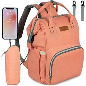 NEVEQ Wickelrucksack, Babytasche für Reisen, große Kapazität, wasserdicht, multifach mit Flaschenhaltern (Rosa)
