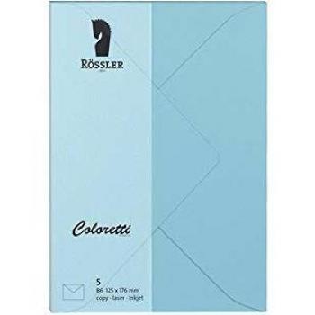 B6 Coloretti Briefumschläge, himmelblau, 80 g/m², 5 Stück von Rössler