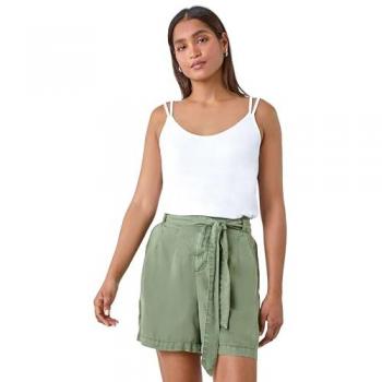 Roman Women's White V-Neck Double Strap Stretch Tank Top