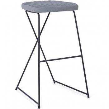 Sgabello de Bar IPERBRIKO con Acero y Terciopelo Gris 40x46 h76 cm