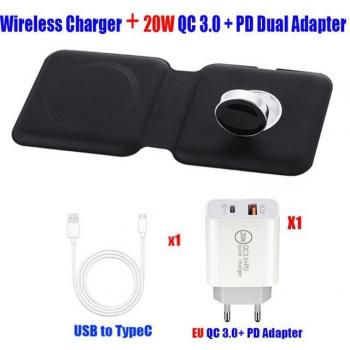 Cargador Rápido Qi Magsafing 2 en 1 para iPhone 12 y Apple Watch