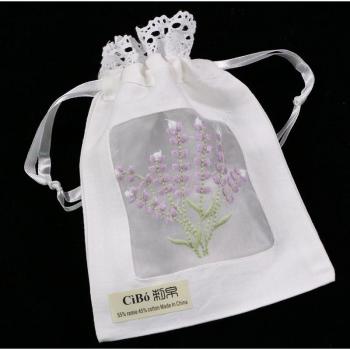12 White Embroidered Lavender Bags with Lace Edge, 5x7 Inch Travel Pouches