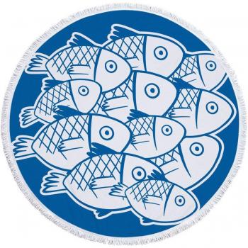 Cartoon Fish Yoga Mat Round Towel 150cm Microfiber