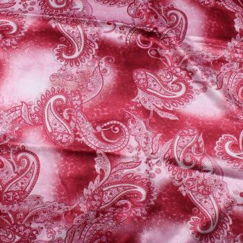 Vintage Satin Charmeuse Fabric with Paisley Floral Design for Scarves and Dresses, Sold by Yard