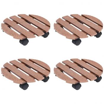 Chariot à plantes pliable 4 unités marron Ø30x7,5 cm WPC vidaXL