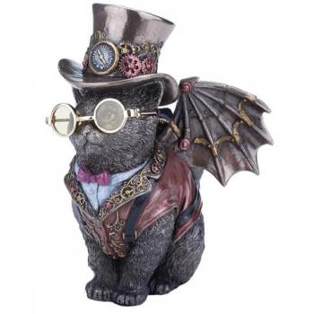 ORIGEN Home Decor Gato Inventor Victoriano Fantasia Figura Diosa Gris 14x11x9cm