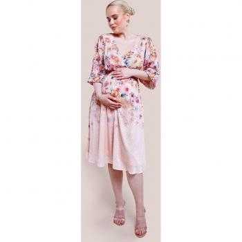 Ombre Floral Maternity Wrap Midi Dress