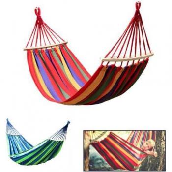 Hammock 80x200 cm: amaca da giardino con supporto in legno e sacco di cotone