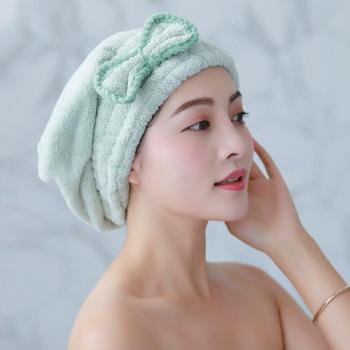 Bowknot Rapid Drying Hair Towel & Cap – Candy Pink/Blue Stripes – High-Absorption Bathroom Accessories for Women