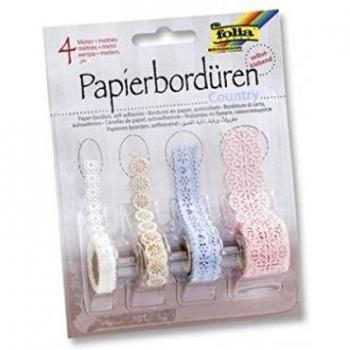 Folia Papierspitze PASTELL selbstklebend 4 Rollen à 1m