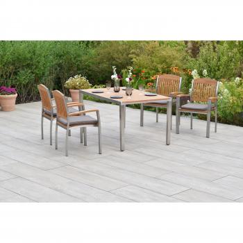 MERXX Garten-Essgruppe »Keros« Elegance, (Set, 9-tlg., Inkl. Sitzkissen, Edelstahlgestell), Tisch: LxB: 150x90 cm