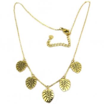 Collar Dorado 'Jungle' con Diseño de Monstera