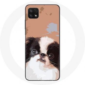 Schutzhülle für Samsung Galaxy A22 5G, japanischer Spaniel, schwarz-weiße Farbe