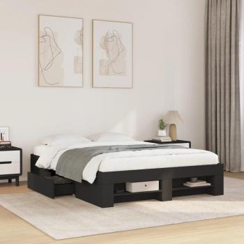 VidaXL Engineered Wood Bed Frame Black 120x200 cm