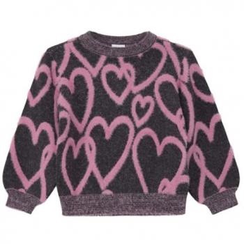 S.Oliver „Herzen“ Strickpullover Grau‑Rosa, 116 cm (Size 6)